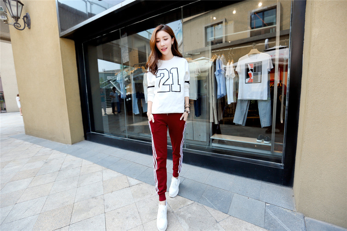 Sweatpants Women Pants Joggers Casual Baggy Side Striped High Waist Lady Trousers LH011