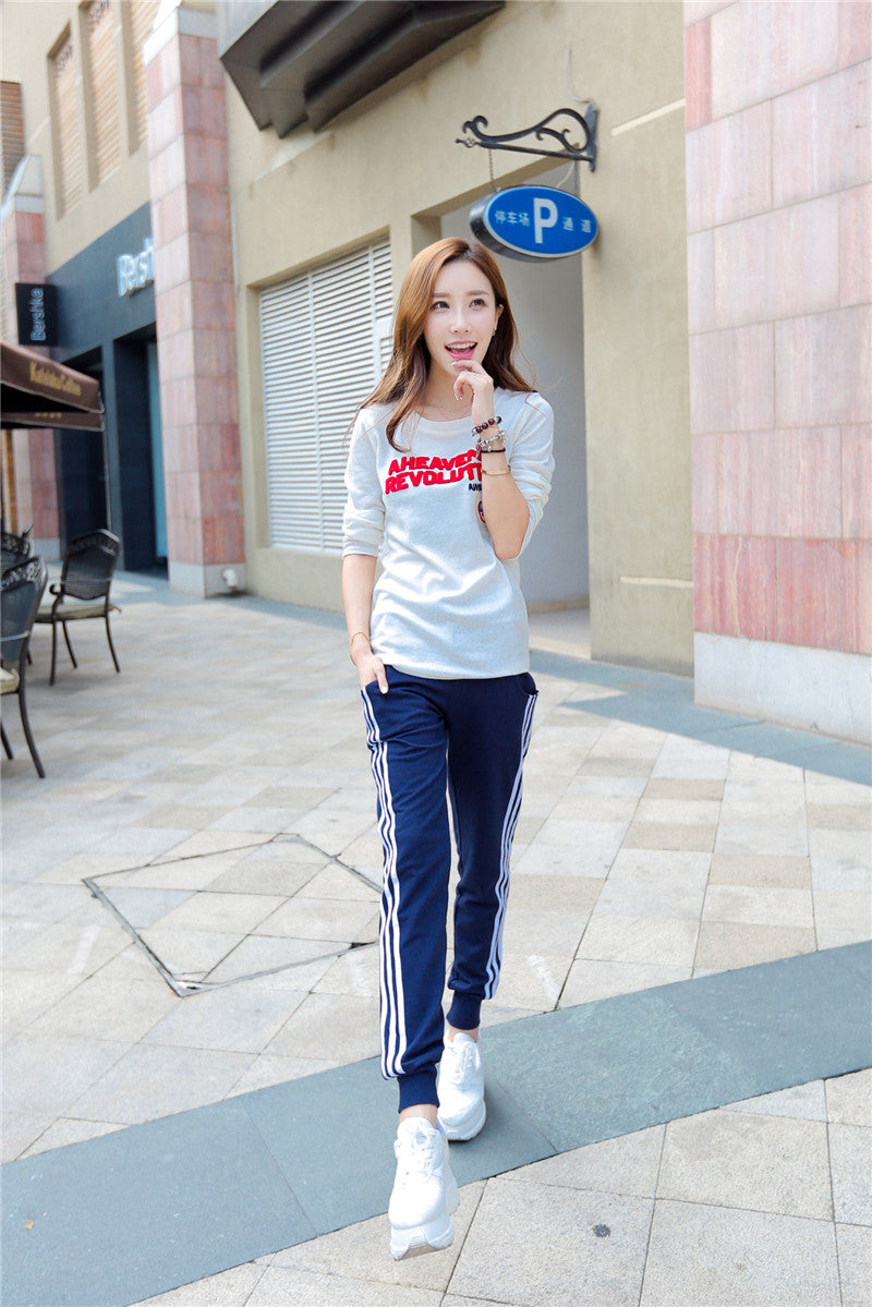 Sweatpants Women Pants Joggers Casual Baggy Side Striped High Waist Lady Trousers LH011