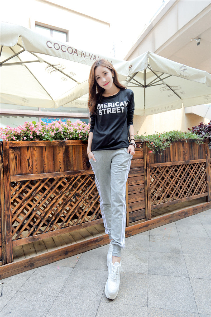 Sweatpants Women Pants Joggers Casual Baggy Side Striped High Waist Lady Trousers LH011