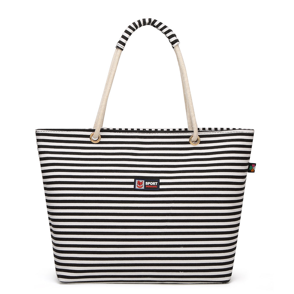 Eco-friendly Women's Shopping Bag Shoulder Bag Lady Handbag Striped Oxford cloth bag AS-002