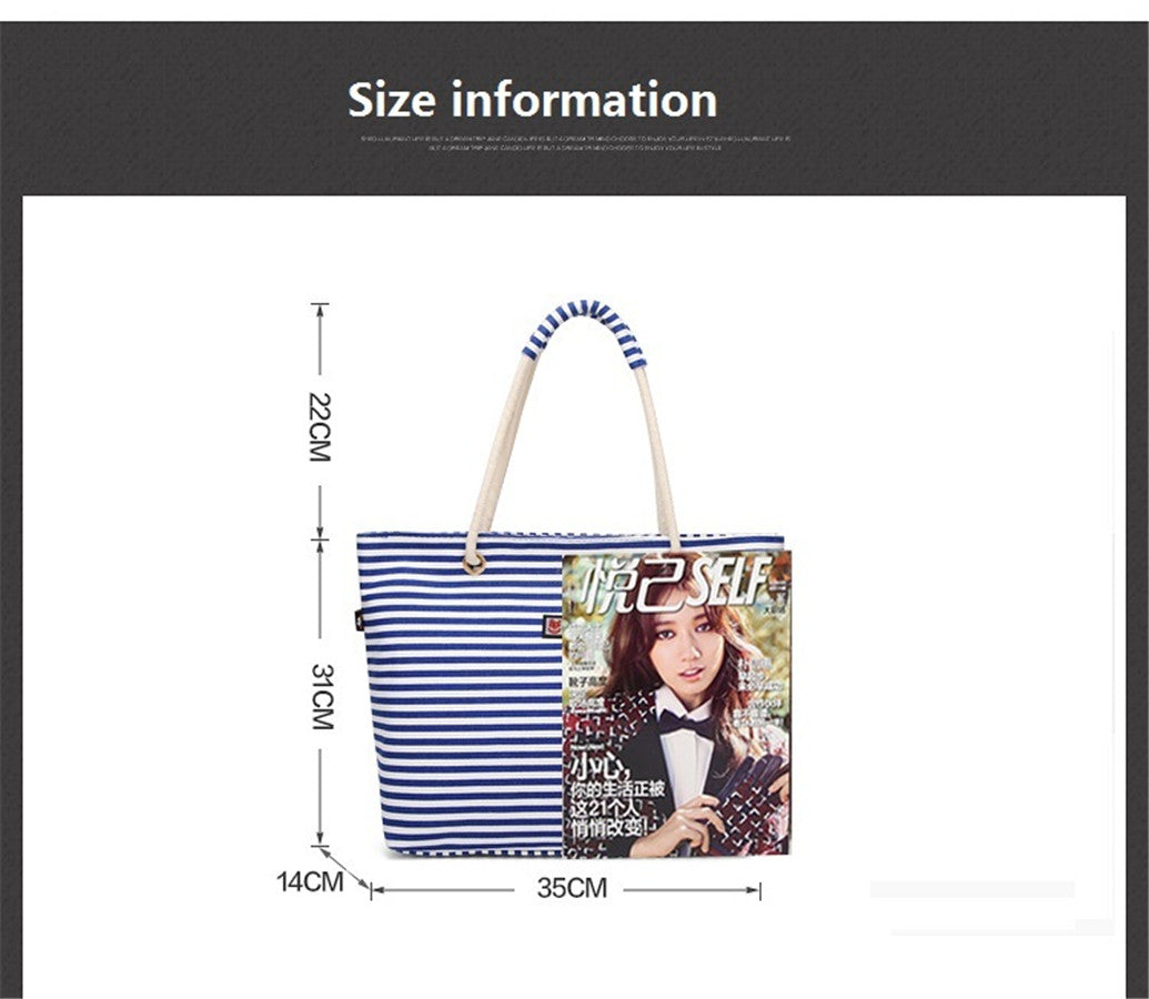 Eco-friendly Women's Shopping Bag Shoulder Bag Lady Handbag Striped Oxford cloth bag AS-002