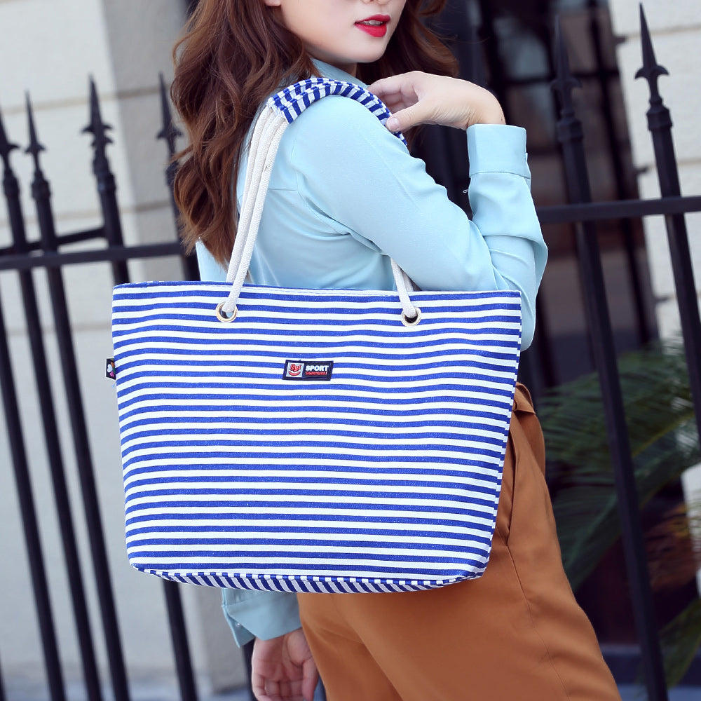 Eco-friendly Women's Shopping Bag Shoulder Bag Lady Handbag Striped Oxford cloth bag AS-002