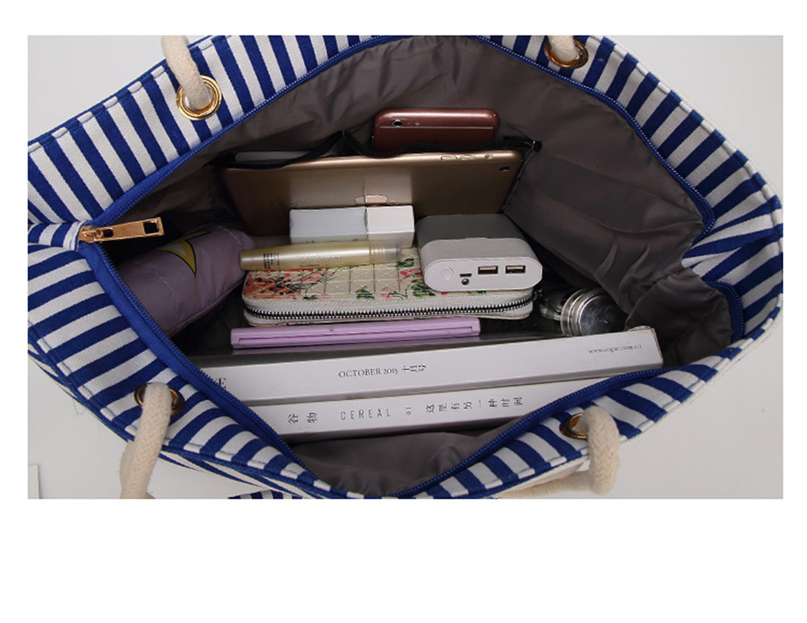 Eco-friendly Women's Shopping Bag Shoulder Bag Lady Handbag Striped Oxford cloth bag AS-002