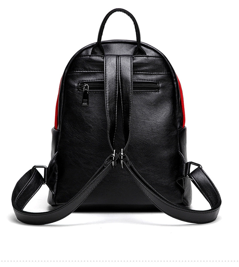 PU Leather Women Backpack Solid School Bags For Teenager Girls Large Capacity Casual Women Backpack AS-007