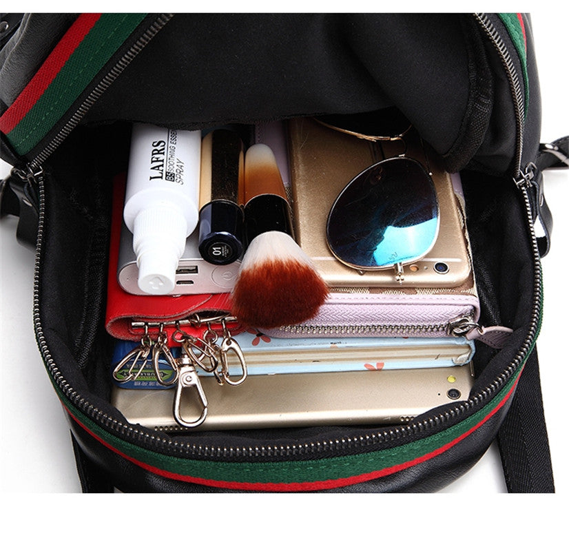 PU Leather Women Backpack Solid School Bags For Teenager Girls Large Capacity Casual Women Backpack AS-007