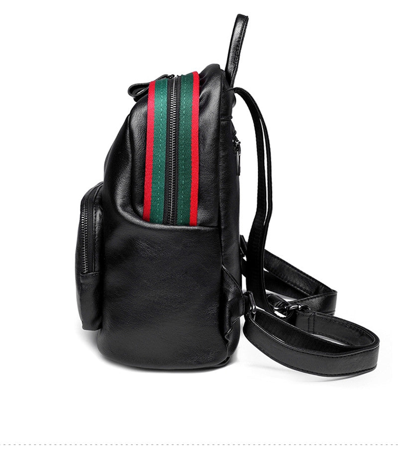 PU Leather Women Backpack Solid School Bags For Teenager Girls Large Capacity Casual Women Backpack AS-007