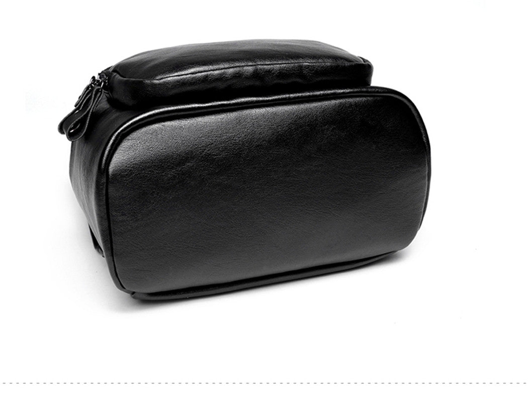 PU Leather Women Backpack Solid School Bags For Teenager Girls Large Capacity Casual Women Backpack AS-007