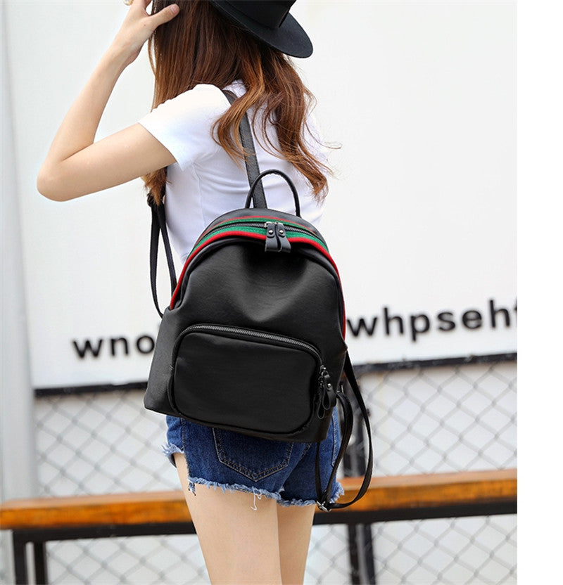 PU Leather Women Backpack Solid School Bags For Teenager Girls Large Capacity Casual Women Backpack AS-007