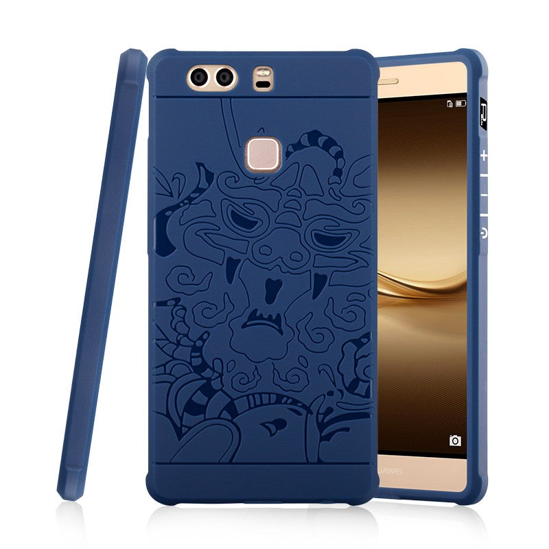 Huawei P9 Plus Case 3D Embossed Dragon Pattern Luxury Full Covered Matte Non-slip Protective Cover Huawei P9 Plus