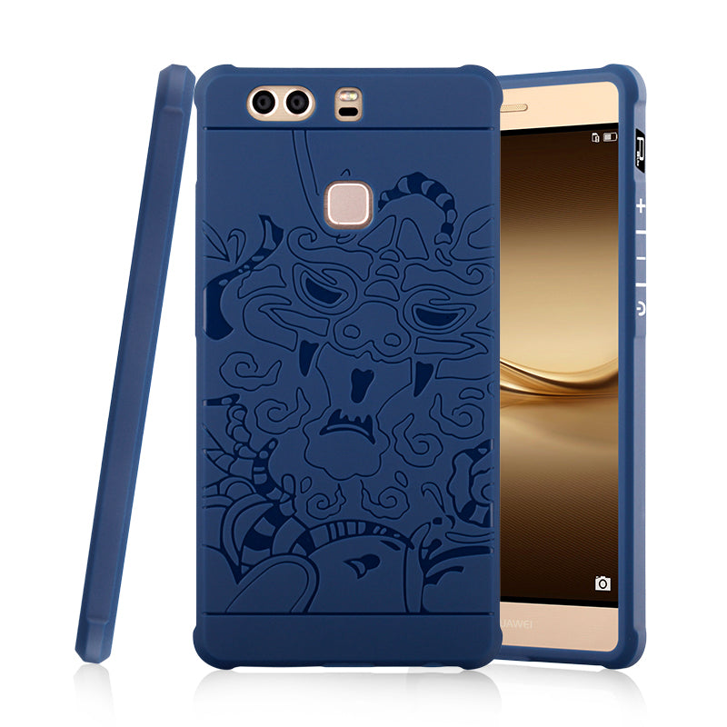 Huawei P9 Plus Case 3D Embossed Dragon Pattern Luxury Full Covered Matte Non-slip Protective Cover Huawei P9 Plus