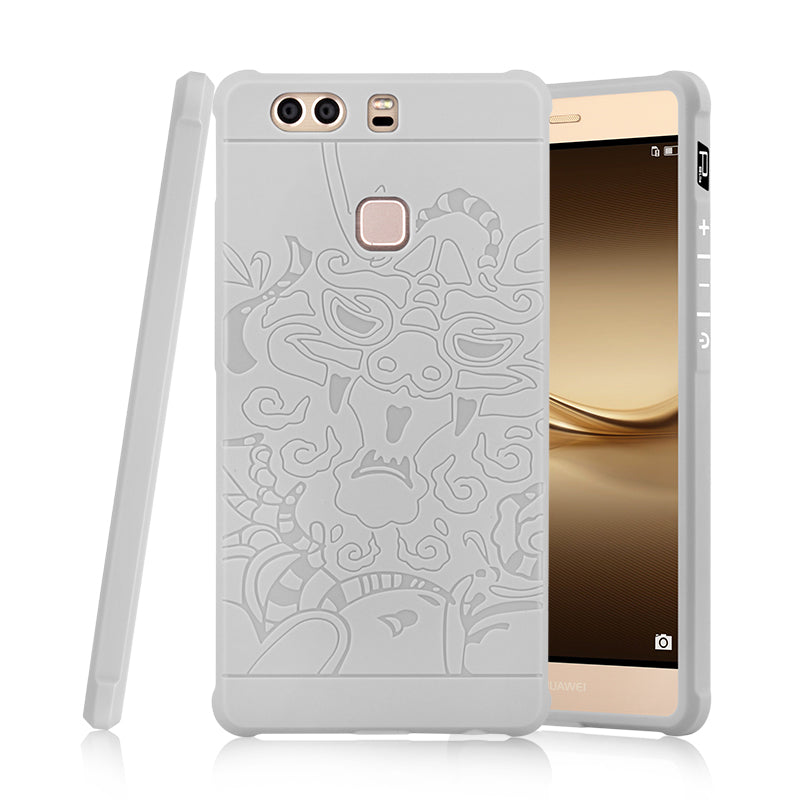 Huawei P9 Plus Case 3D Embossed Dragon Pattern Luxury Full Covered Matte Non-slip Protective Cover Huawei P9 Plus