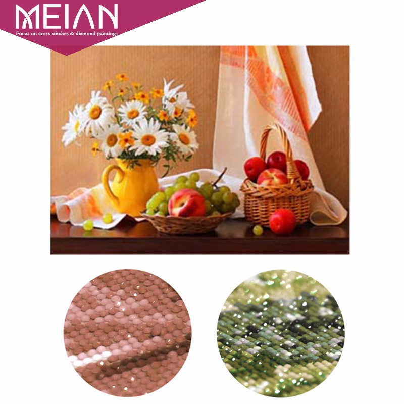 Meian,Special,Diamond Embroidery,Full,DIY,Diamond Painting "Daisy  Fruits",Cross Stitch,Diamond Mosaic,Bead Picture,Home Decor