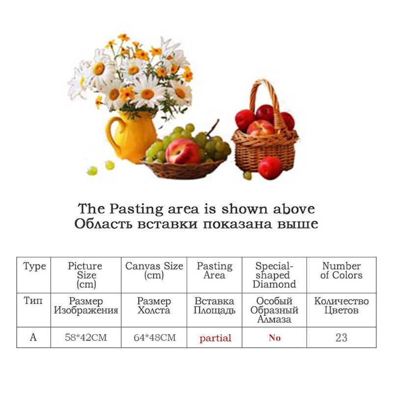 Meian,Special,Diamond Embroidery,Full,DIY,Diamond Painting "Daisy  Fruits",Cross Stitch,Diamond Mosaic,Bead Picture,Home Decor