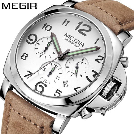MEGIR three-way multi-functional sports waterproof casual men's watch luminous leather watch 3406
