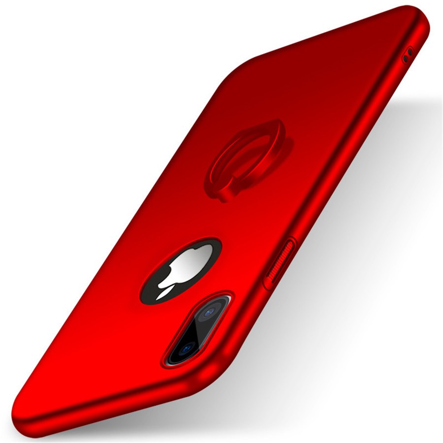 iPhone X Case Solid Color Matte Ring Stand Non-slip Shockproof Back Cover For iPhone X