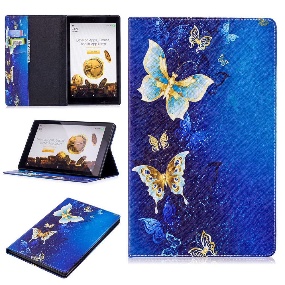Amazon Fire HD 10 2017 Case Printing Leather Flip Wallet Magnetic Cover with Back Holder for Amazon Fire HD 10 2017