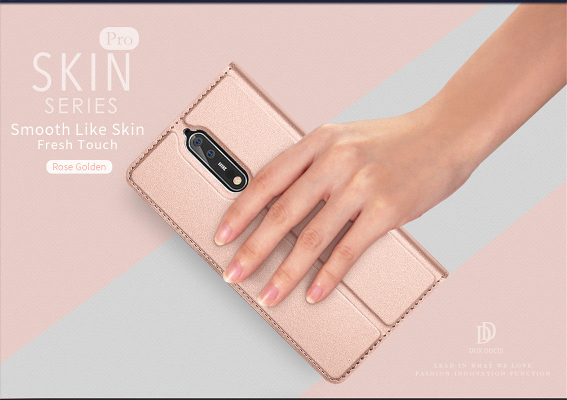 Nokia 8 Case Skinpro Simple Style PU Leather Card Slot Magnetic Flip Cover for Nokia 8