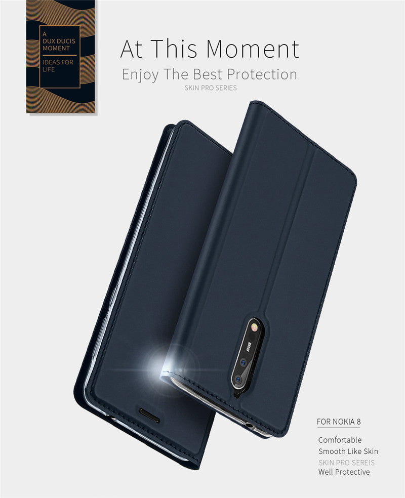 Nokia 8 Case Skinpro Simple Style PU Leather Card Slot Magnetic Flip Cover for Nokia 8