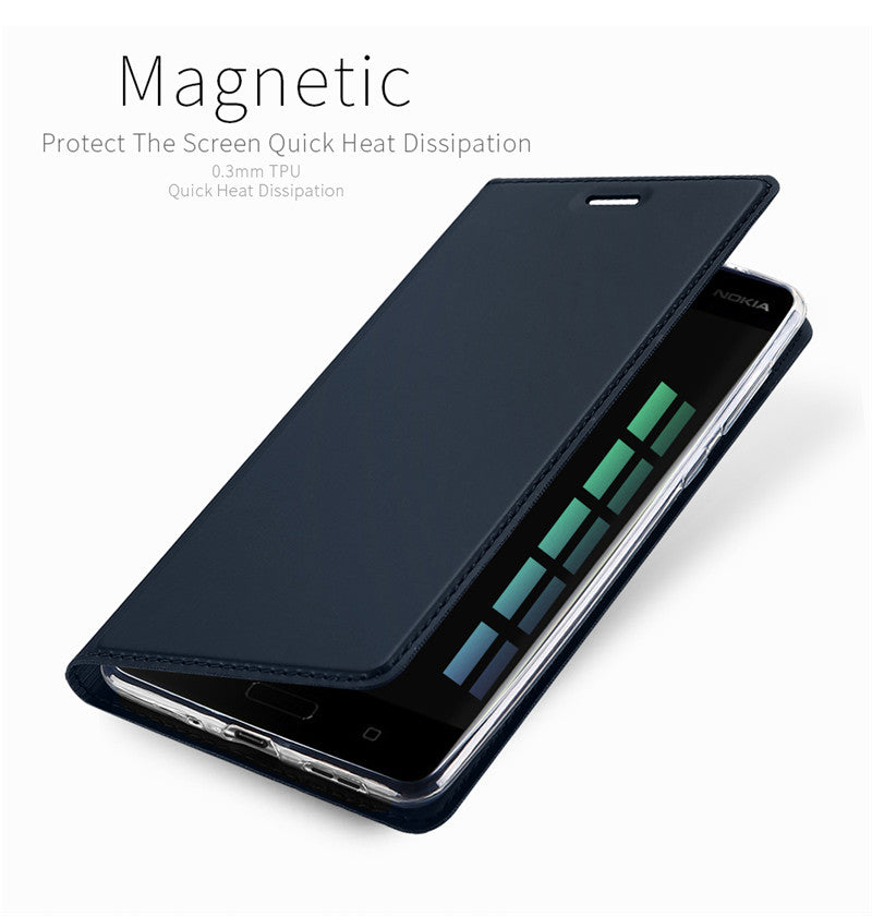 Nokia 8 Case Skinpro Simple Style PU Leather Card Slot Magnetic Flip Cover for Nokia 8