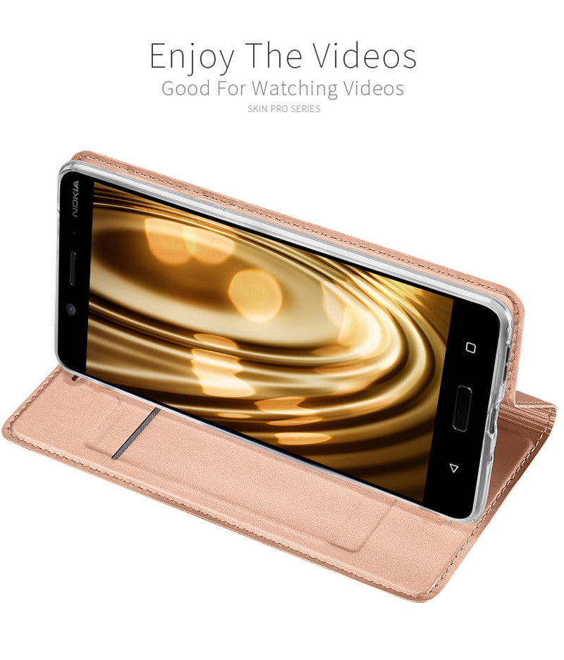 Nokia 8 Case Skinpro Simple Style PU Leather Card Slot Magnetic Flip Cover for Nokia 8