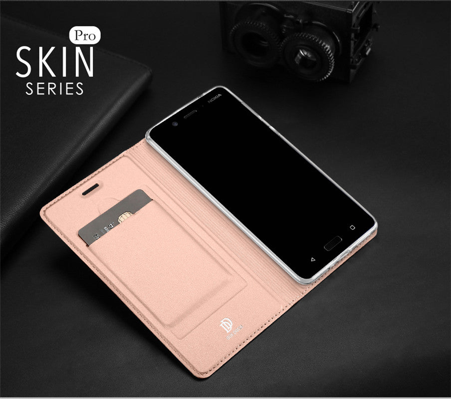 Nokia 8 Case Skinpro Simple Style PU Leather Card Slot Magnetic Flip Cover for Nokia 8