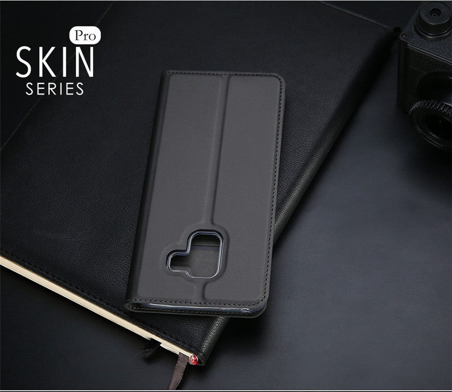 Samsung A5 2018 Case Skinpro Simple Style PU Leather Card Slot Magnetic Flip Cover for Samsung A5 2018