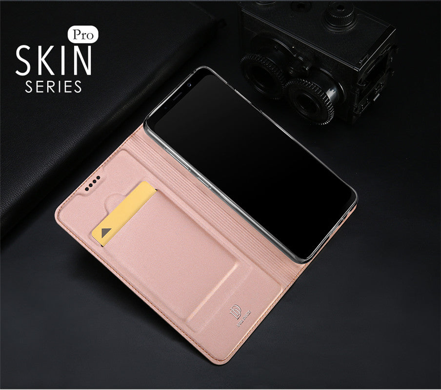 Samsung A5 2018 Case Skinpro Simple Style PU Leather Card Slot Magnetic Flip Cover for Samsung A5 2018