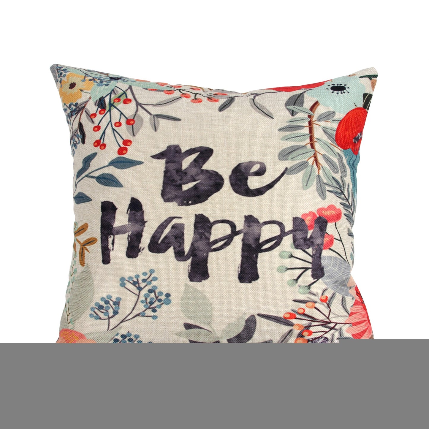 Unique Pillow Shams Beautiful Cotton Linen BE HAPPY Pattern Sofa Simple Home Decor Throw Pillow Case Cushion Cover