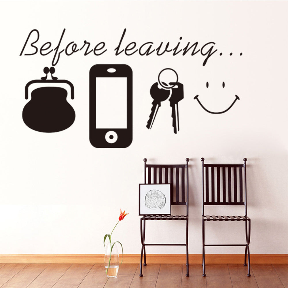 Before Leaving Reminder wall sticker for home Bedroom living room Door wall decor Decals poster Mural Vinyl daily stickers