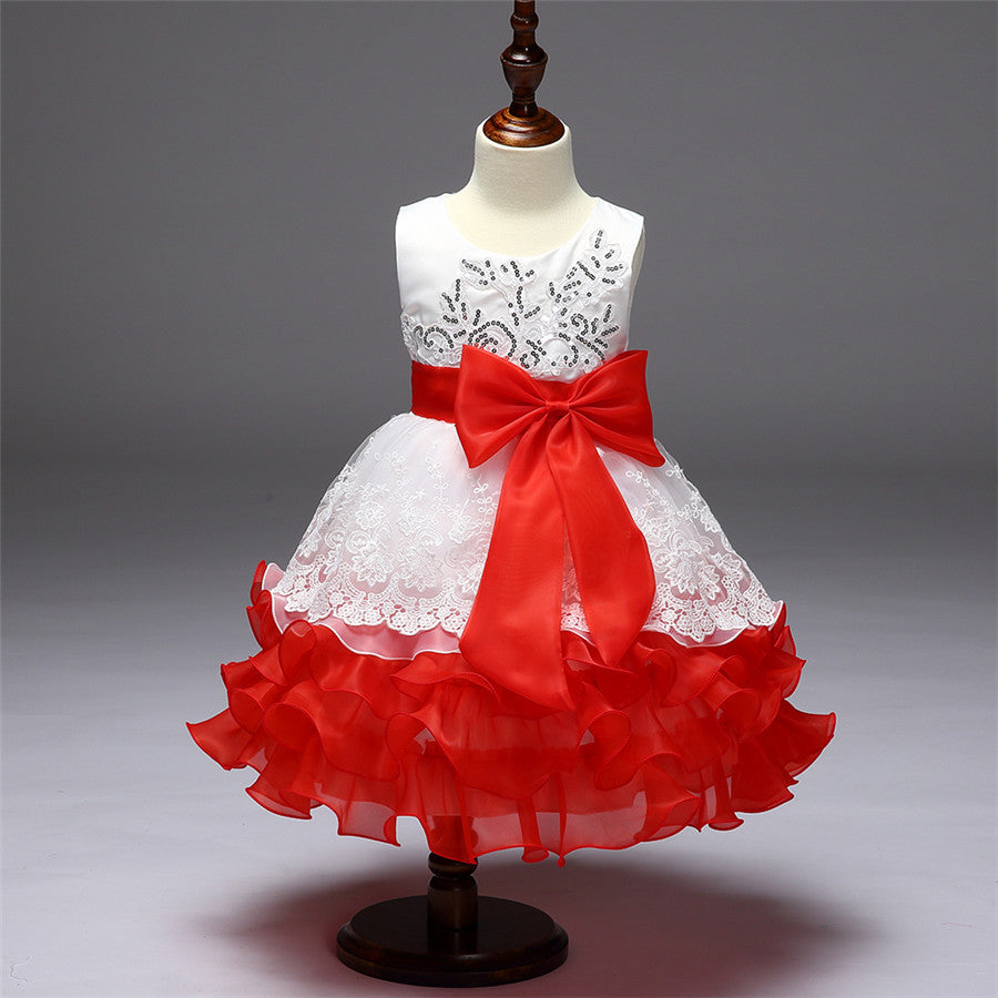 Retail Summer New Girl Lace Dress Gauze Princess Vest Dress Girl Party Sundress Layered Dress Children Clothing MQ-048