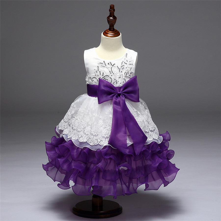 Retail Summer New Girl Lace Dress Gauze Princess Vest Dress Girl Party Sundress Layered Dress Children Clothing MQ-048