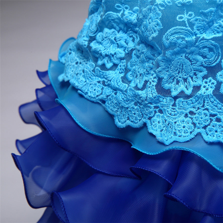 Retail Summer New Girl Lace Dress Gauze Princess Vest Dress Girl Party Sundress Layered Dress Children Clothing MQ-048