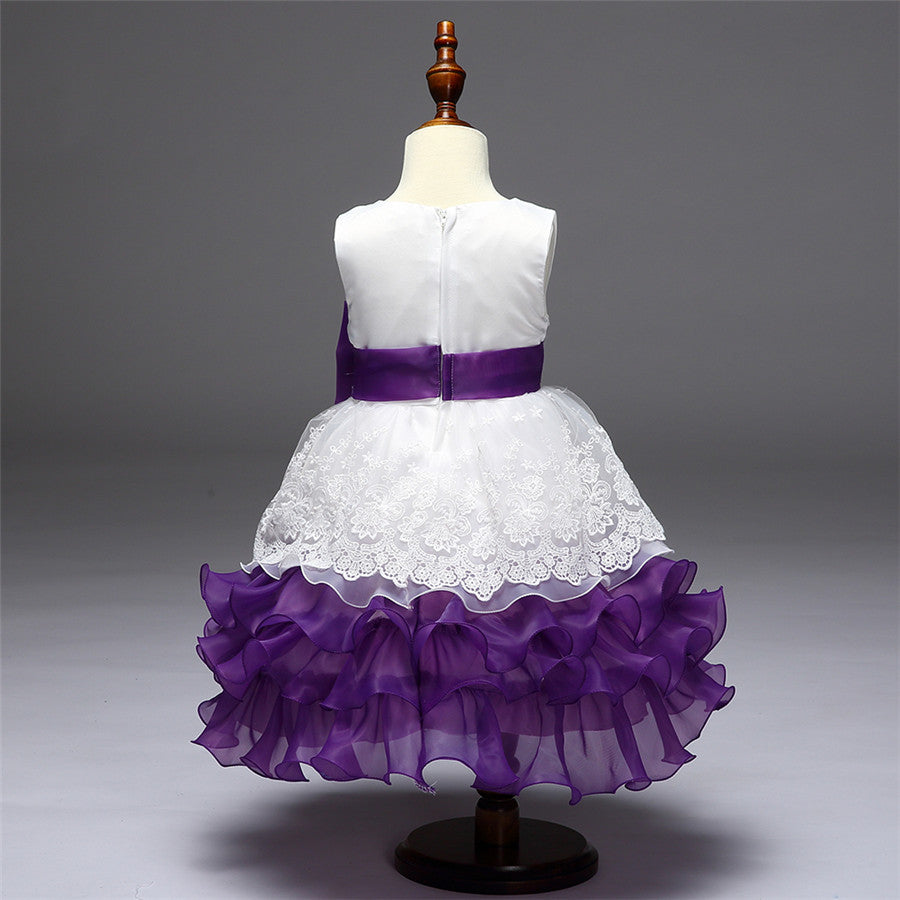 Retail Summer New Girl Lace Dress Gauze Princess Vest Dress Girl Party Sundress Layered Dress Children Clothing MQ-048