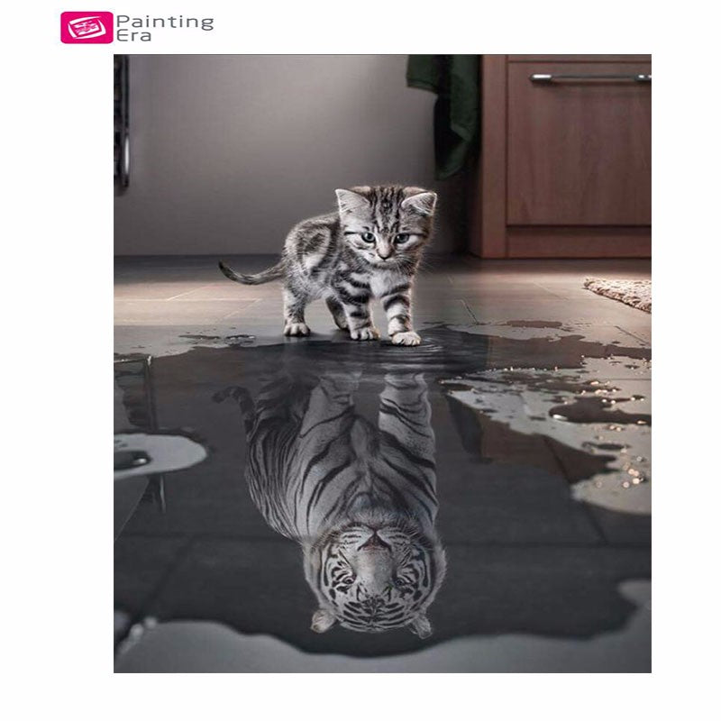 Full,3D,Diy,Diamond Painting,Round,Rhinestone,Cross Stitch,Mosaic,Diamond Embroidery,Cat,Tiger,Animal,Crafts,Resin,Needlework