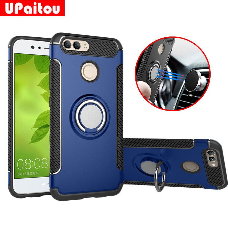 Case for Huawei Nova 2 Plus Case Car Holder Magnetic Suction Bracket Cover For Huawei Nova 2 Case Ring Holder Stand
