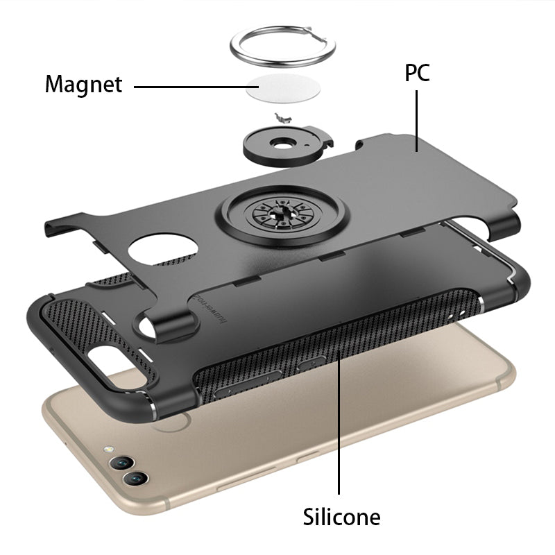 Case for Huawei Nova 2 Plus Case Car Holder Magnetic Suction Bracket Cover For Huawei Nova 2 Case Ring Holder Stand