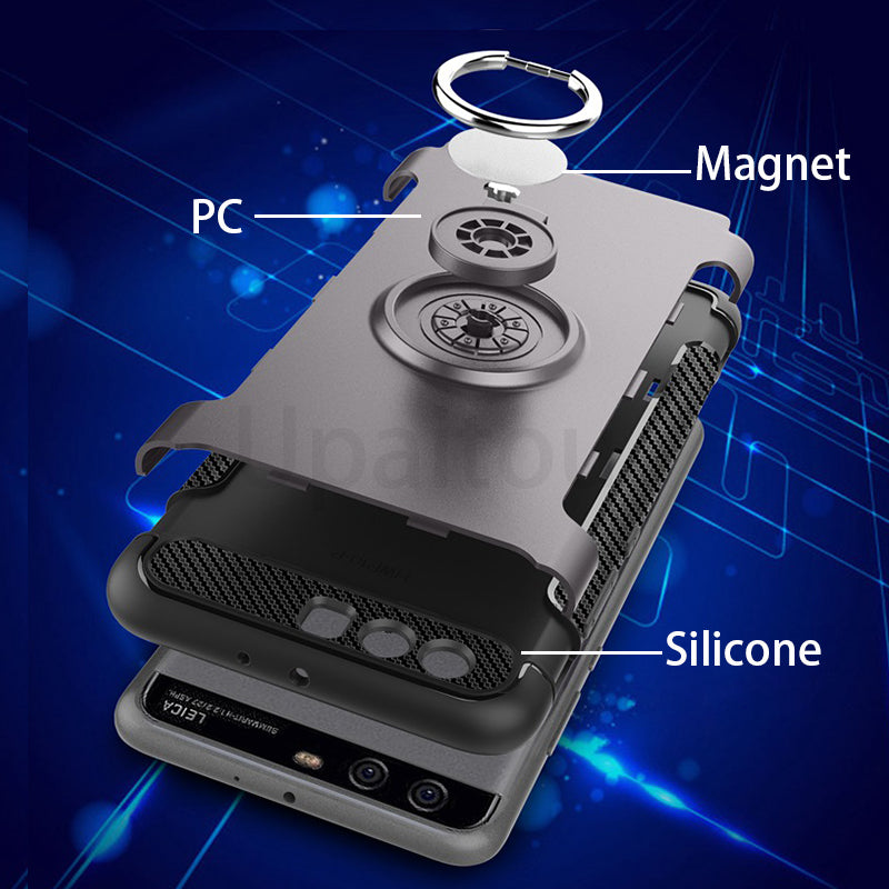 Case for Huawei P10 Plus Case Car Holder Magnetic Suction Bracket Cover For Huawei P10Plus Back Cover Ring Holder Stand