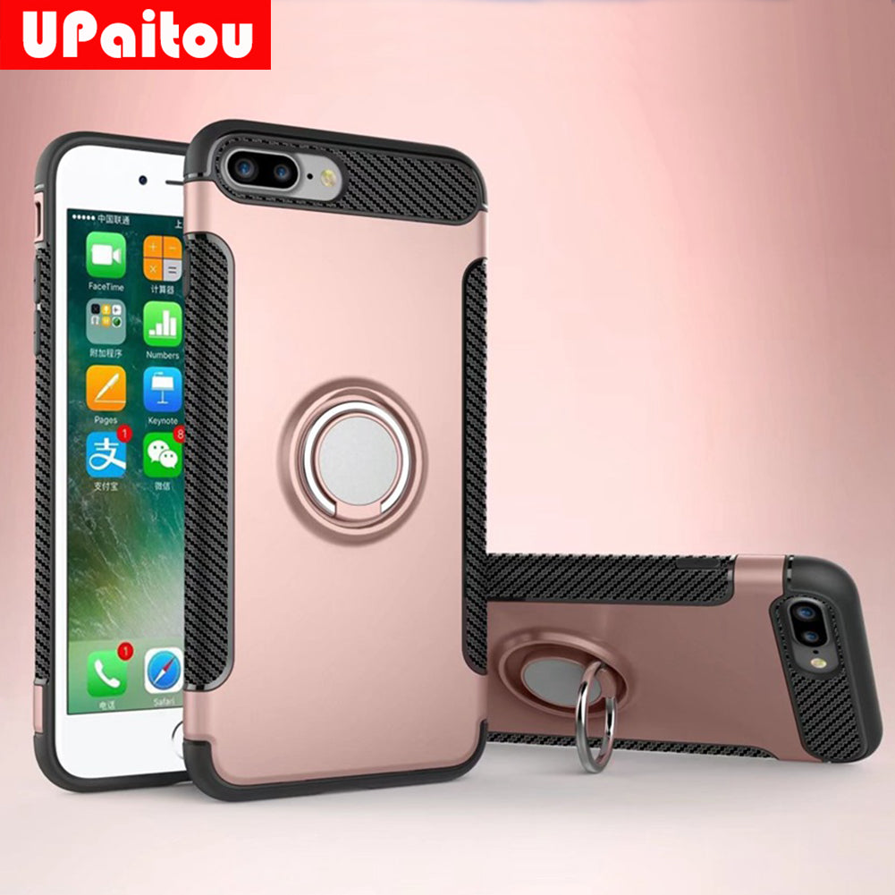 Case for iPhone 8 Case Car Holder Magnetic Suction Bracket Cover For iPhone 8 Back Cover Ring Holder Stand