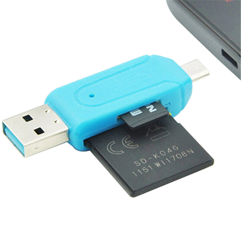 Top Quality Hot Selling 2 in 1 USB OTG Card Reader Universal Micro USB TF SD Card Reader for PC Phone 7BWZ