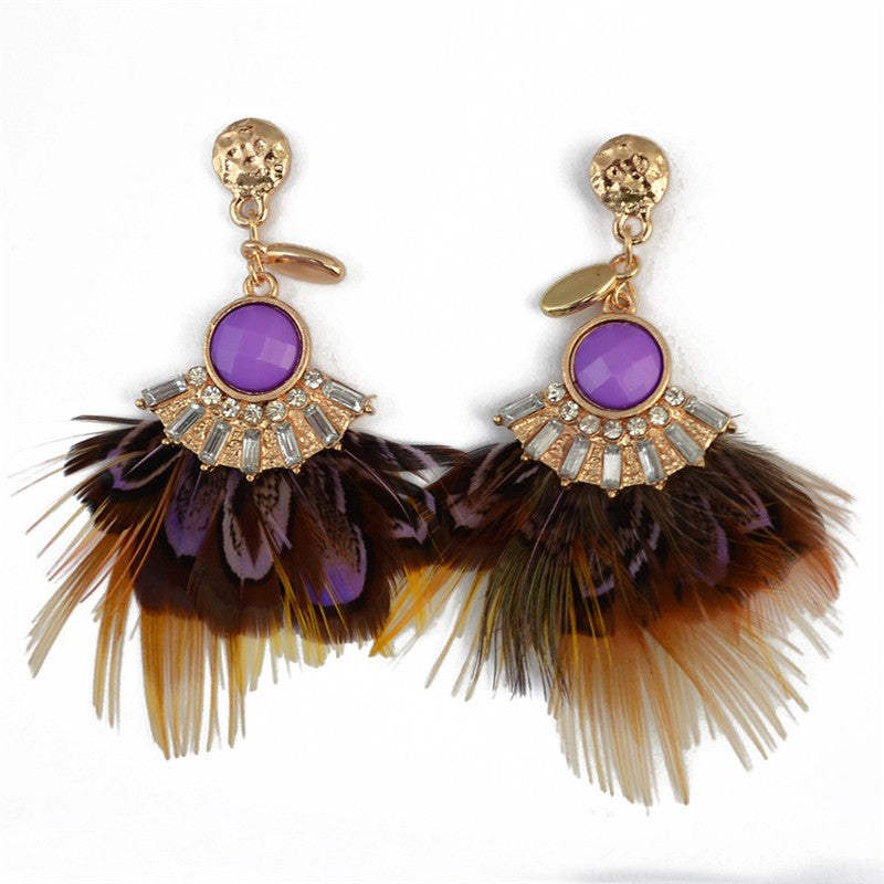 Fashion Women Feather Earrings 2018 Trendy Girl High quality Drop Earrings Bohemian Earrings