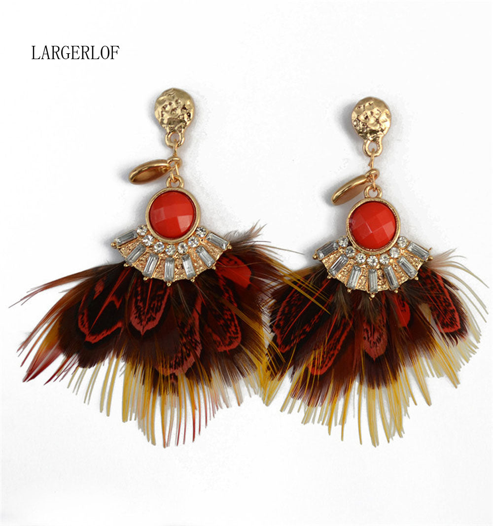 Fashion Women Feather Earrings 2018 Trendy Girl High quality Drop Earrings Bohemian Earrings