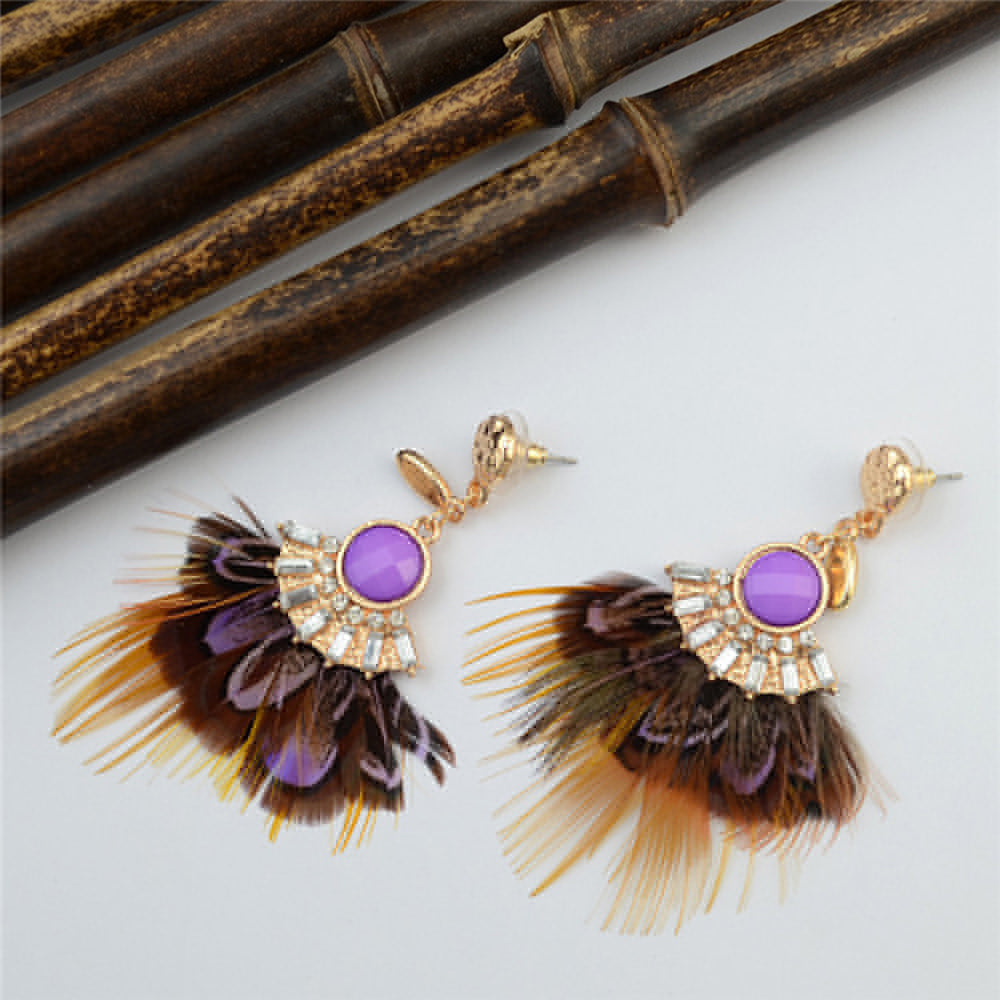 Fashion Women Feather Earrings 2018 Trendy Girl High quality Drop Earrings Bohemian Earrings