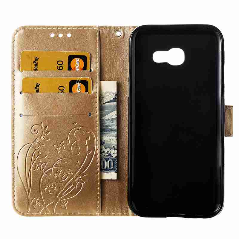 Luxury 3D Embossing Flower Flip Wallet Cover for Samsung Galaxy A5 2017 PU Leather Case for Samsung A5 2017 A520F Pouch