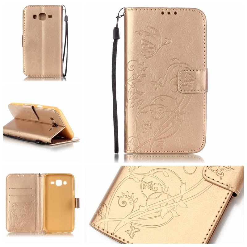 For Samsung J5 Fashion 3D Embossing Flower Leather Flip Case for Samsung Galaxy J5 2015 J500F J500FN J500M Wallet Case
