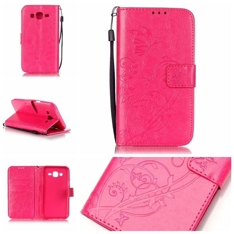 For Samsung J5 Fashion 3D Embossing Flower Leather Flip Case for Samsung Galaxy J5 2015 J500F J500FN J500M Wallet Case