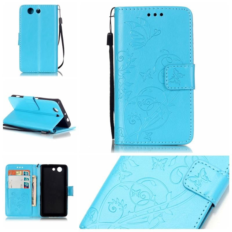 3D Embossing Flower PU Leather Case For Sony Xperia Z3 Compact M55W Wallet Cover for Sony Z3 mini/D5803/D5833 Flip Cases