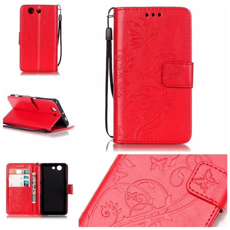 3D Embossing Flower PU Leather Case For Sony Xperia Z3 Compact M55W Wallet Cover for Sony Z3 mini/D5803/D5833 Flip Cases