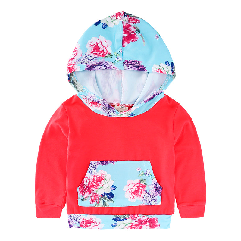 Baby Boys Spring Red Clothing Set Infant Floral Hoodies Shirt Newborn Babies Striped Sweatshirt Bebe Outfit KS-076