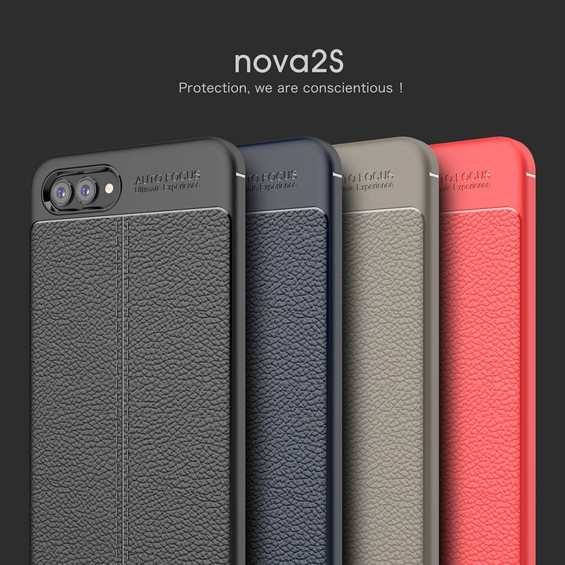 Luxury TPU Case for Huawei Nova 2S Leather Texture Silicone Back Cover for Huawei Nova 2S 2 S Case