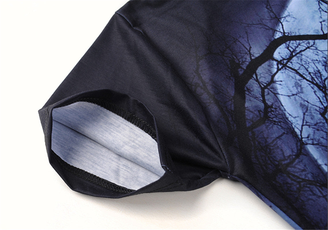 Men 3D T Shirt Short Sleeves O-Neck Wolf and Moon 3d Color Printed T-Shirt Tee Shirts T-Shirts Clothes BL-408